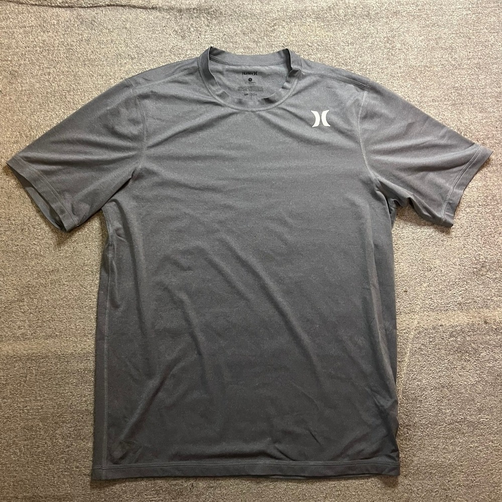 Hurley Mens UPF 50+ Sun Shirt Short Sleeve Performance Grey Small Athleisure